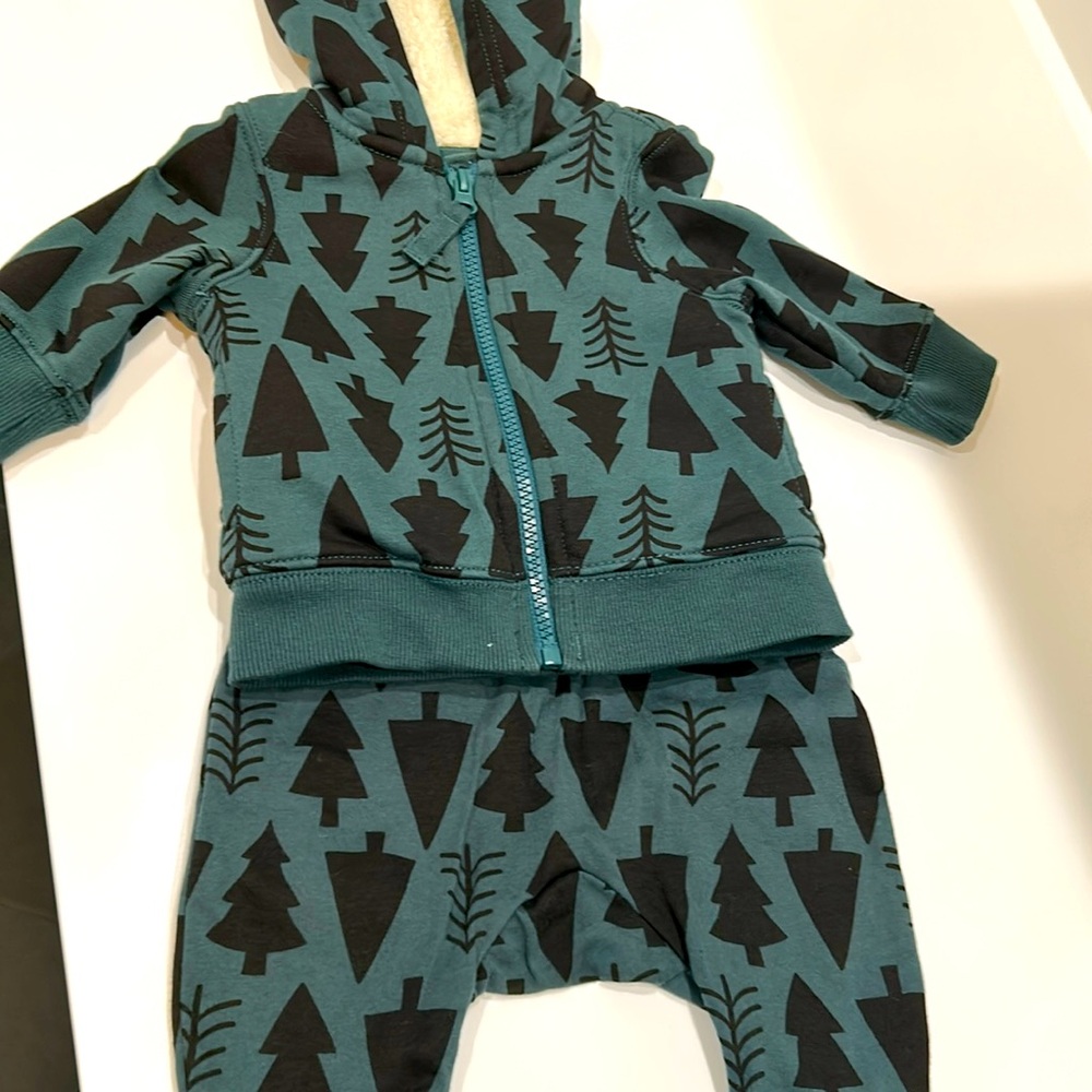 Never worn lined zip hoodie and coordinating unlined harness style pants